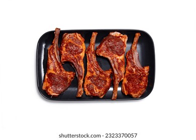 raw lamb chops and marinated in hirgh res. images and isolated in white - Powered by Shutterstock