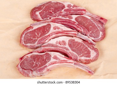 Raw Lamb Chops On Paper