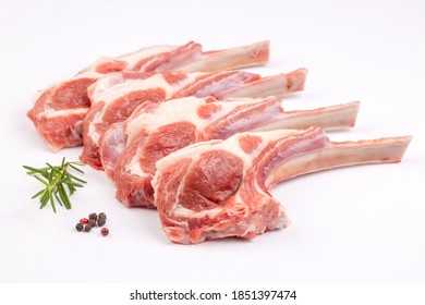 Raw lamb chops on a white background - Shutterstock ID 1851397474