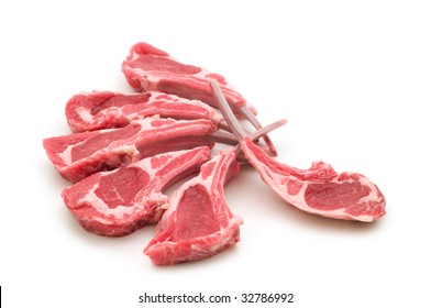 Raw Lamb Meat On White Background