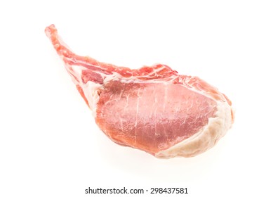 Raw Lamb Pork Meat Isolated On White Background