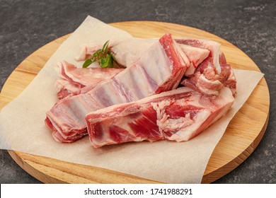 Raw Lamb Ribs Served Rosemary For Cooking