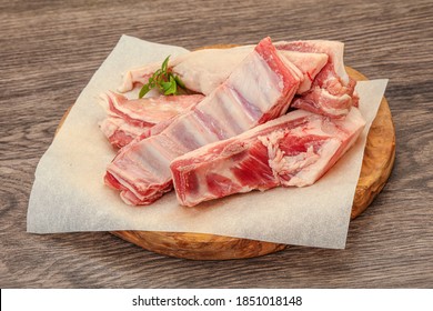 Raw Lamb Ribs Served Rosemary For Cooking