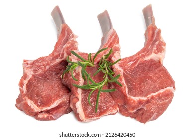 raw lamb saddle meat on bone decorated rosemary top view isolated on white background - Powered by Shutterstock