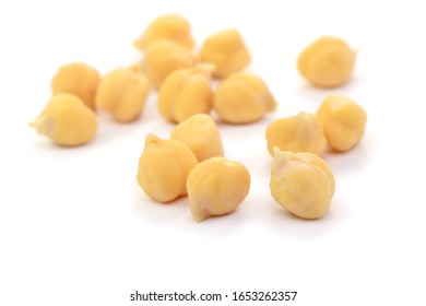 Raw Legume, Chick Peas On White, Heap, Isolated