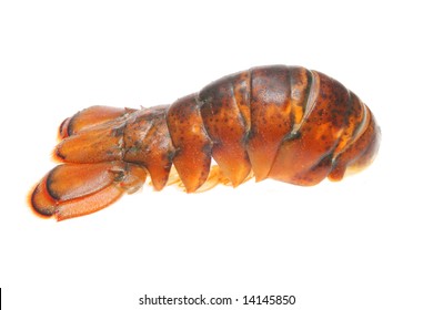 Raw Lobster Tail Isolated On A White Background