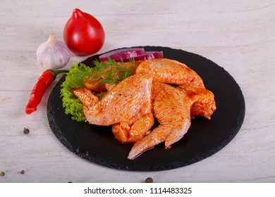 Raw Marinated Chicken Wings For Grill And Bbq