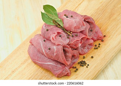 Raw meat.