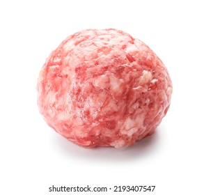 Raw Meat Ball On White Background