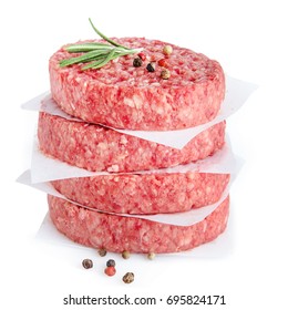 Raw Meat For Making  Burger Isolated On White