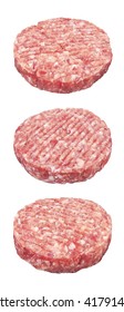 Raw Meat Patty, Isolated On White