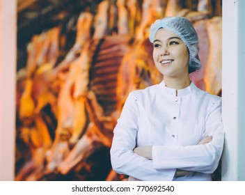 Raw meat production factory worker
