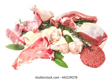 Raw Meat Selection Over White