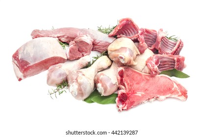 Raw Meat Selection Over White