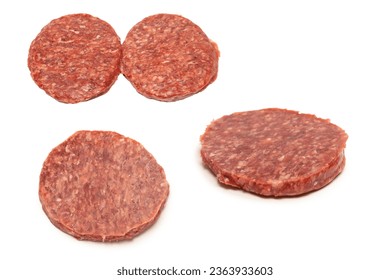 Raw minced beef isolated on a white background. - Shutterstock ID 2363933603