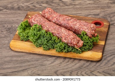 Raw Minced Beef Kebab Skewer For Roast Or Grill