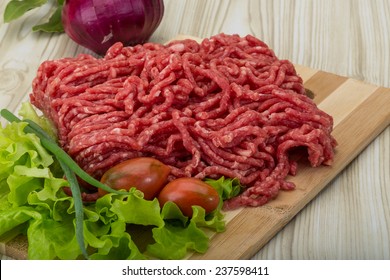 Raw minced beef with onion - ready for cooking