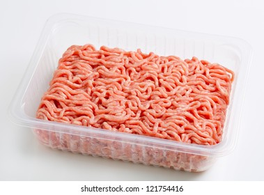 Raw Minced Meat In Package
