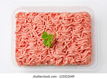 Raw Minced Meat In Package
