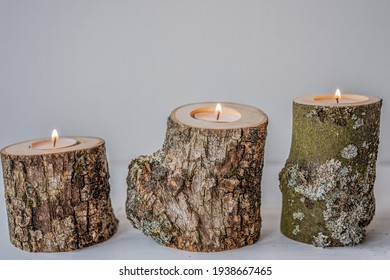 Raw Natural Ash Tree Wood Tea Light Candle Holder House Home Ero Waste Decoration 