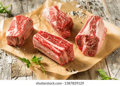 Raw Organic Beef Short Ribs Ready to Cook - Shutterstock ID 1387829129
