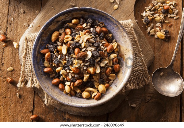 Raw
Organic Homemade Trail Mix with Nuts and
Fruits