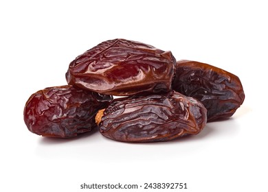 Raw Organic Medjool Dates, isolated on white background