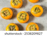 Raw Organic Orange Fuyu Persimmons in a Bunch To Eat