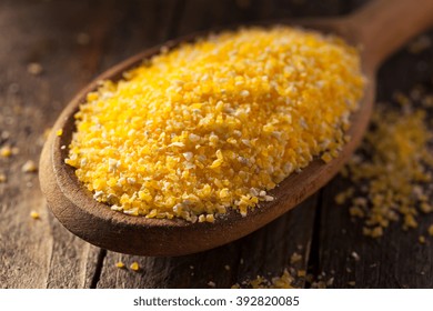 Raw Organic Polenta Corn Meal In A Bowl