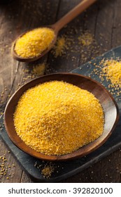 Raw Organic Polenta Corn Meal In A Bowl