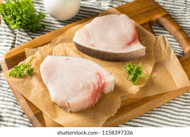 Raw Organic Swordfish Steak Filets Ready to Cook