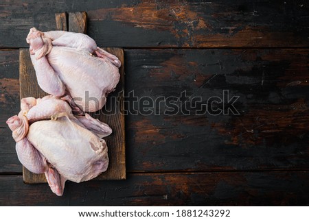 Similar – Foto Bild Food background with raw white radish with greens on light kitchen table with cutting board and knife, top view