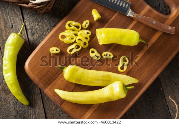 Raw Organic
Yellow Banana Peppers Ready to
Cut