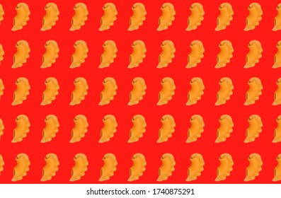 Raw Pasta, Arranged In Parallel On A Red Background, Italian Dish, Top View, Symmetrical Gluten-free Product, Spiral Paste, Everyday Dish, Complex Carbohydrates.