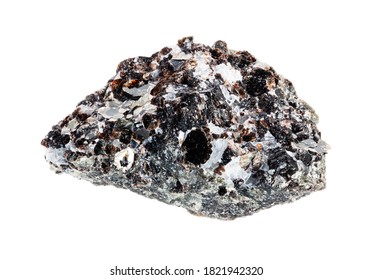 Raw Phlogopite (magnesium Mica) Mineral On Rock Cutout On White Background