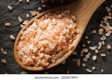 Raw Pink Himalayan Sea Salt In A Spoon