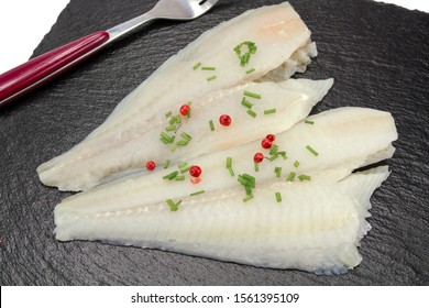 Raw Plaice Fillet On A Plate