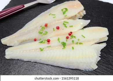 Raw Plaice Fillet On A Plate