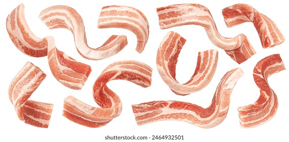 Raw pork belly slices isolated on white background, full depth of field - Powered by Shutterstock