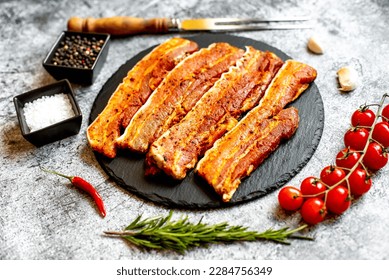 raw pork belly slices on stone background  - Powered by Shutterstock