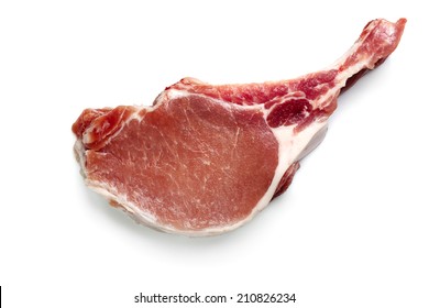 Raw Pork Chop, Isolated On White Background.