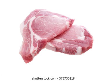 Raw Pork Chop Isolated On White Background With Clipping Path