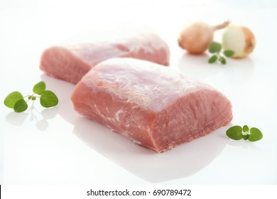 Raw Pork Chop On White Background