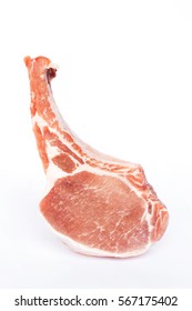 Raw Pork Chop Steak Isolated On White Background