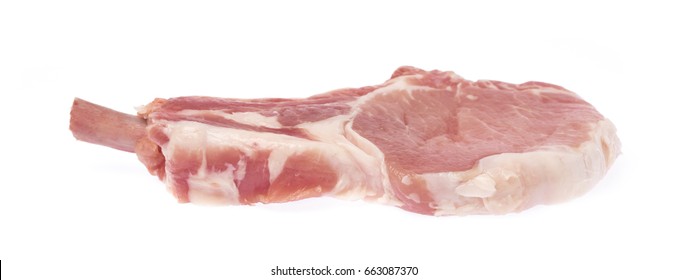 Raw Pork Chops Isolated On White Background