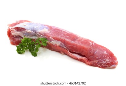 Raw pork fillet isolated on white background