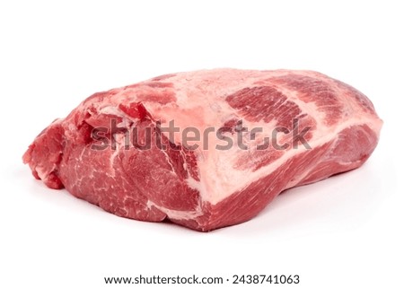 Raw pork ham, pork leg, isolated on white background