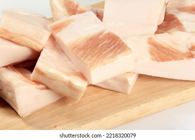 Raw Pork Lard On White Background