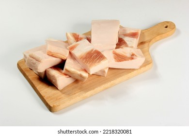 Raw Pork Lard On White Background