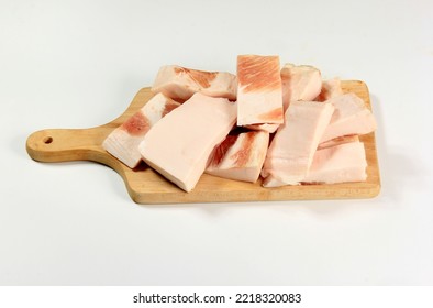 Raw Pork Lard On White Background